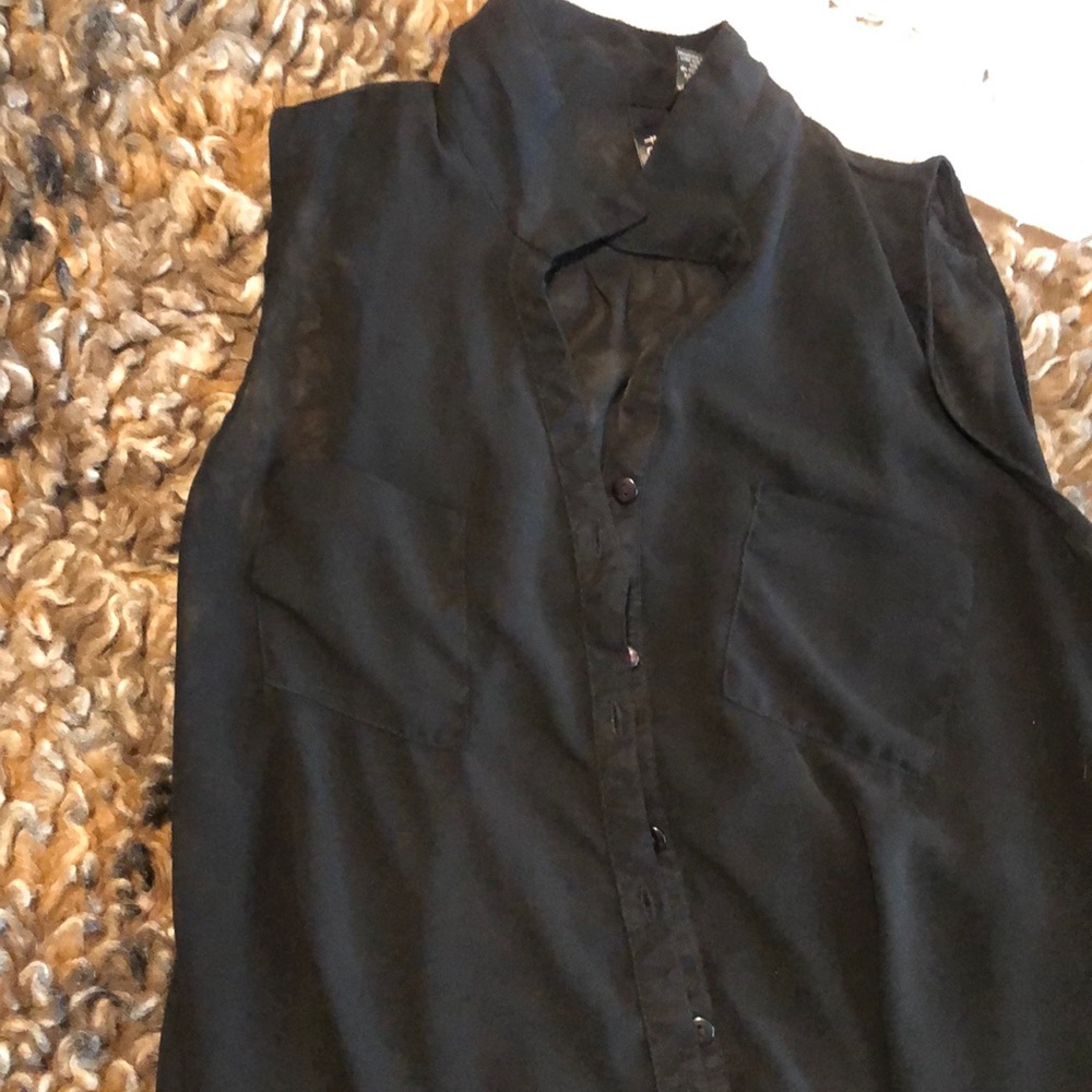 Black collared button up top